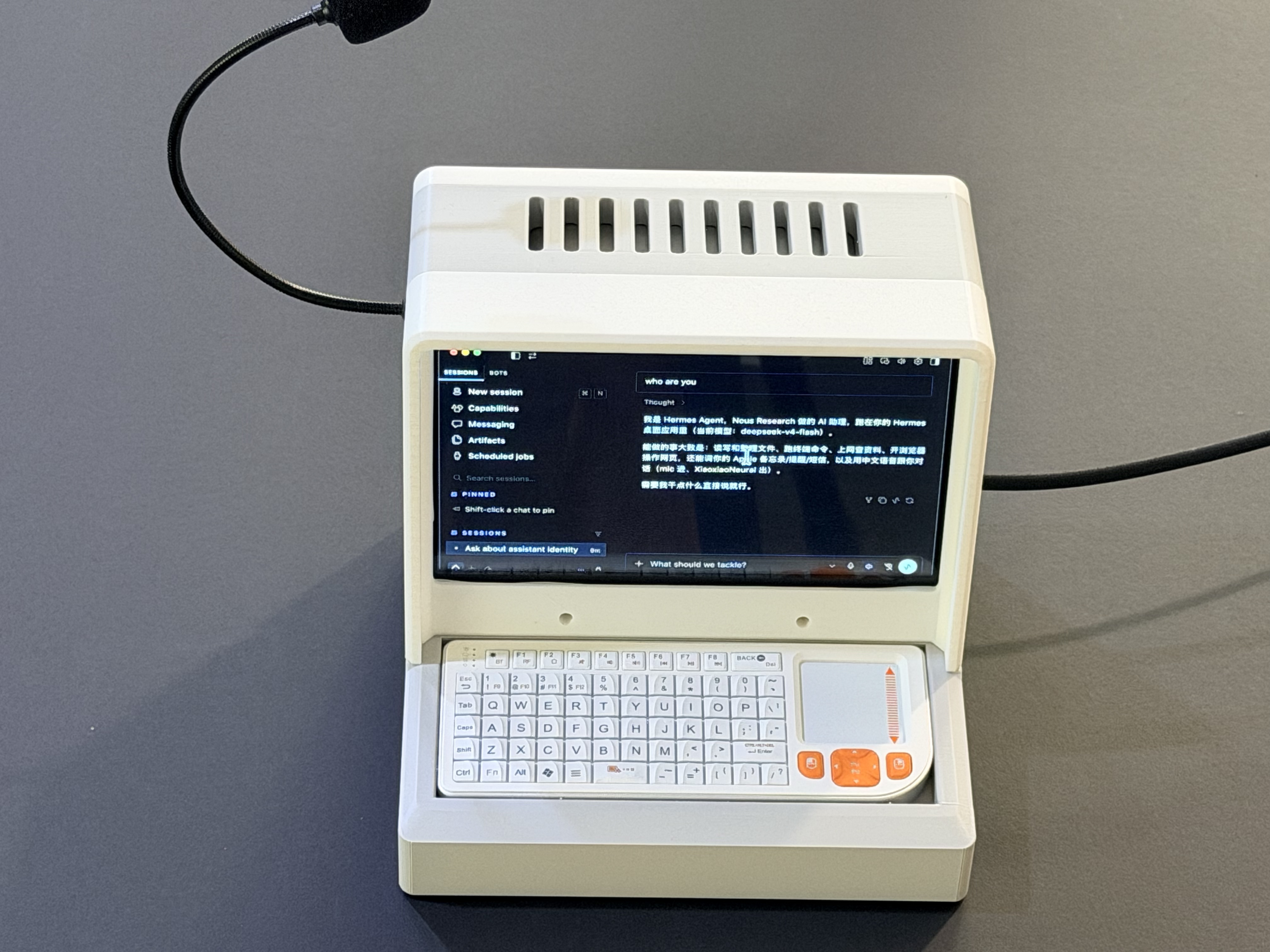 AI Agent Terminal assembled on a desk